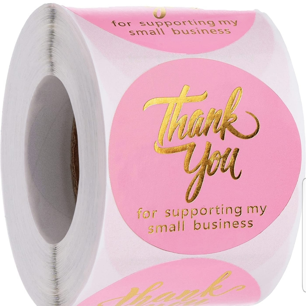 50 CT. 2 Inch Pink Thank you for supporting my small Business Stickers - Picture 3 of 9